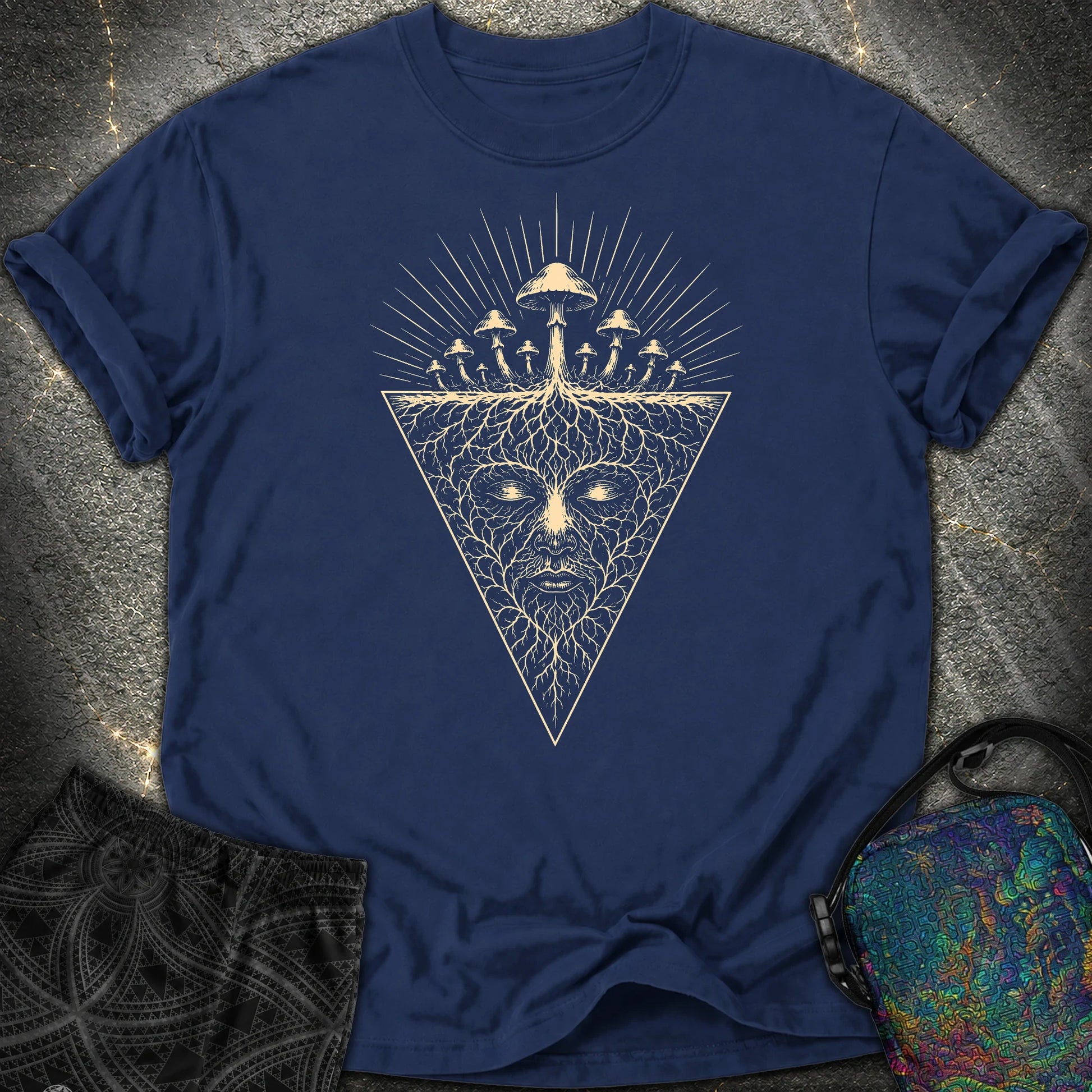 Mycelium Consciousness Comfort T-Shirt - Mycelium Consciousness Comfort T-Shirt - True Navy