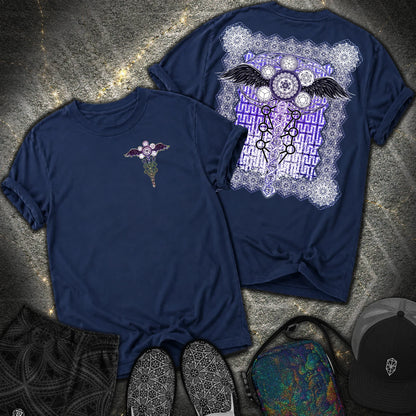 Winged Metatron DNA 2 Sided Comfort T-Shirt - Winged Metatron DNA 2 Sided Comfort T-Shirt - True Navy