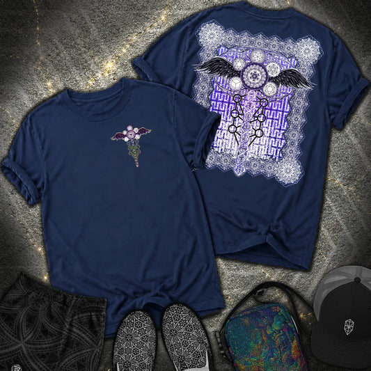 Winged Metatron DNA 2 Sided Comfort T-Shirt - Winged Metatron DNA 2 Sided Comfort T-Shirt - True Navy