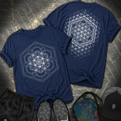 Harmony Flower Grid 2 Sided Comfort T-Shirt - Harmony Flower Grid 2 Sided Comfort T-Shirt - True Navy