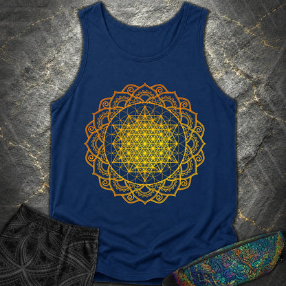 Tetrahedron Mandala T-Shirt - Tetrahedron Mandala Comfort Tank Top - True Navy