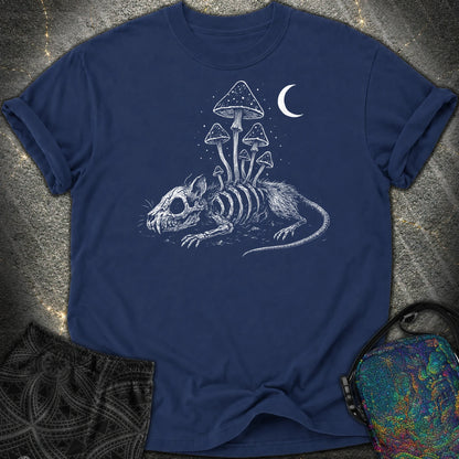 Rat Skeleton & Mushrooms Gothic Comfort T-Shirt - Rat Skeleton & Mushrooms Gothic Comfort T-Shirt - True Navy