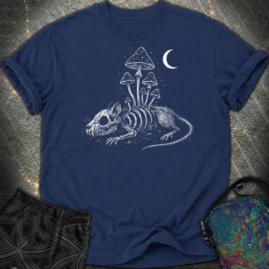 Rat Skeleton & Mushrooms Gothic Comfort T-Shirt - Rat Skeleton & Mushrooms Gothic Comfort T-Shirt - True Navy