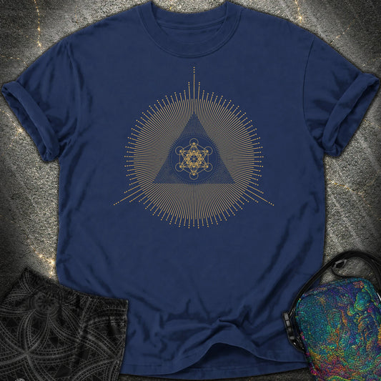 Metatron Cube Shirt Sacred Geometry Sunburst Comfort T-Shirt - Metatron Cube Shirt Sacred Geometry Sunburst Comfort T-Shirt - True Navy
