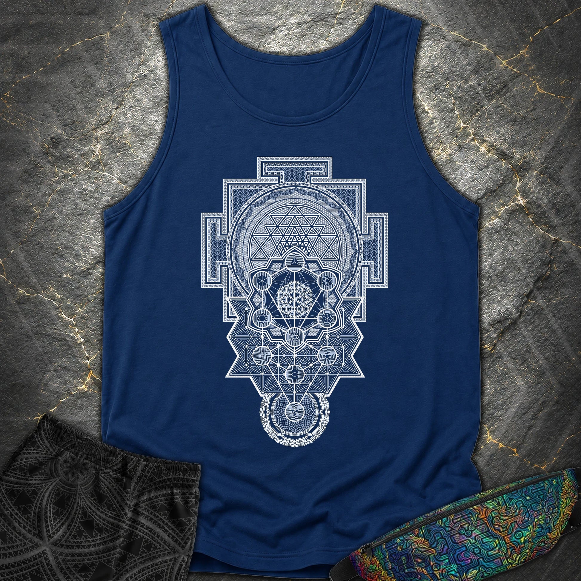 Sacred Geometry Encyclopedia - Sacred Geometry Encyclopedia Comfort Tank Top - True Navy