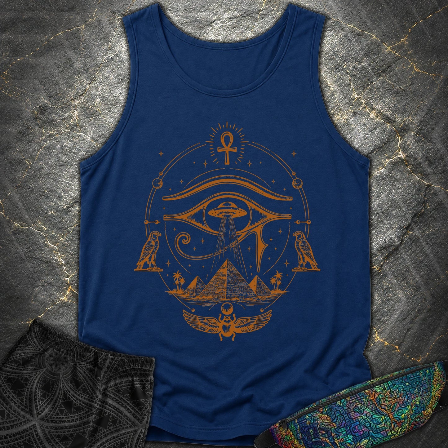 Ancient Eye Over Alien Pyramids - Ancient Eye Over Alien Pyramids Comfort Tank Top - True Navy