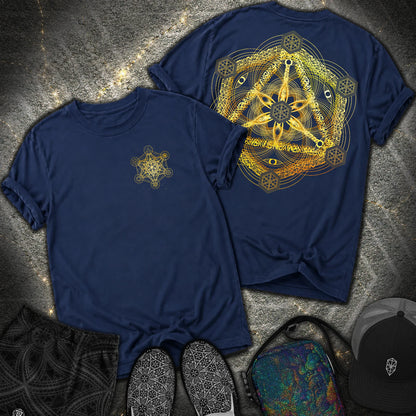 Interdimensional Tesseract Metatron 2 Sided Comfort T-Shirt - Interdimensional Tesseract Metatron 2 Sided Comfort T-Shirt - True Navy