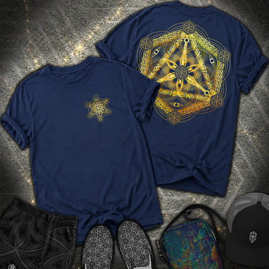Interdimensional Tesseract Metatron 2 Sided Comfort T-Shirt - Interdimensional Tesseract Metatron 2 Sided Comfort T-Shirt - True Navy
