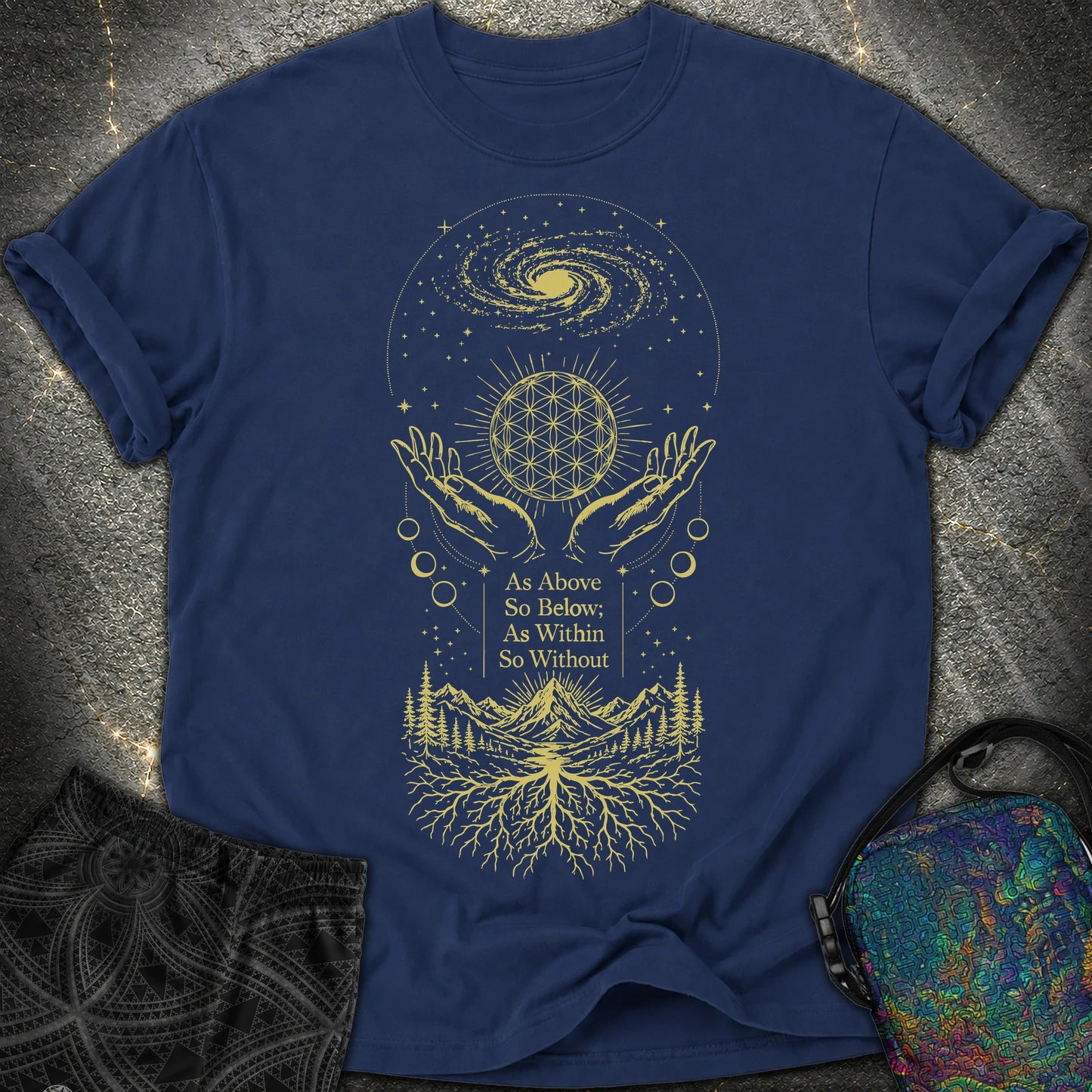 As Above So Below Flower Of Life - As Above So Below Flower Of Life Comfort T-Shirt - True Navy