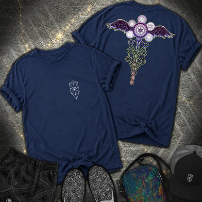 Winged Metatron Ascension 2 Sided T-Shirt - Winged Metatron Ascension 2 Sided Comfort T-Shirt - True Navy