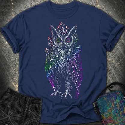 Trippy Mushroom Owl Comfort T-Shirt - Trippy Mushroom Owl Comfort T-Shirt - True Navy