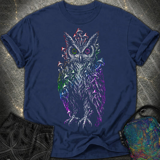 Trippy Mushroom Owl Comfort T-Shirt - Trippy Mushroom Owl Comfort T-Shirt - True Navy