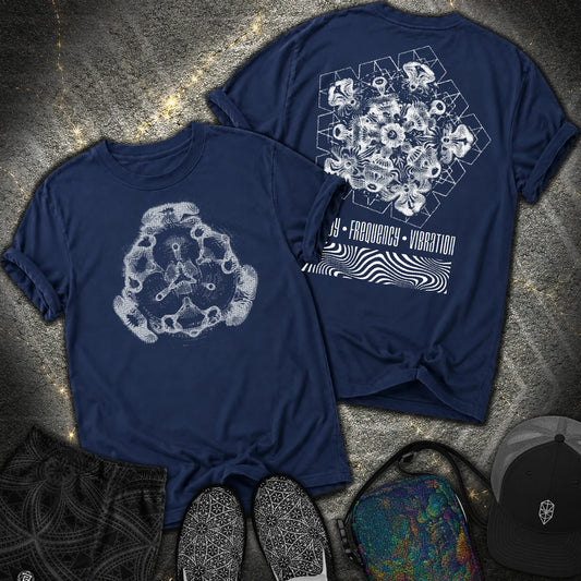 Cymatics, Energy Frequency Vibration Fluid 2 Sided Comfort T-Shirt - Cymatics, Energy Frequency Vibration Fluid 2 Sided Comfort T-Shirt - True Navy