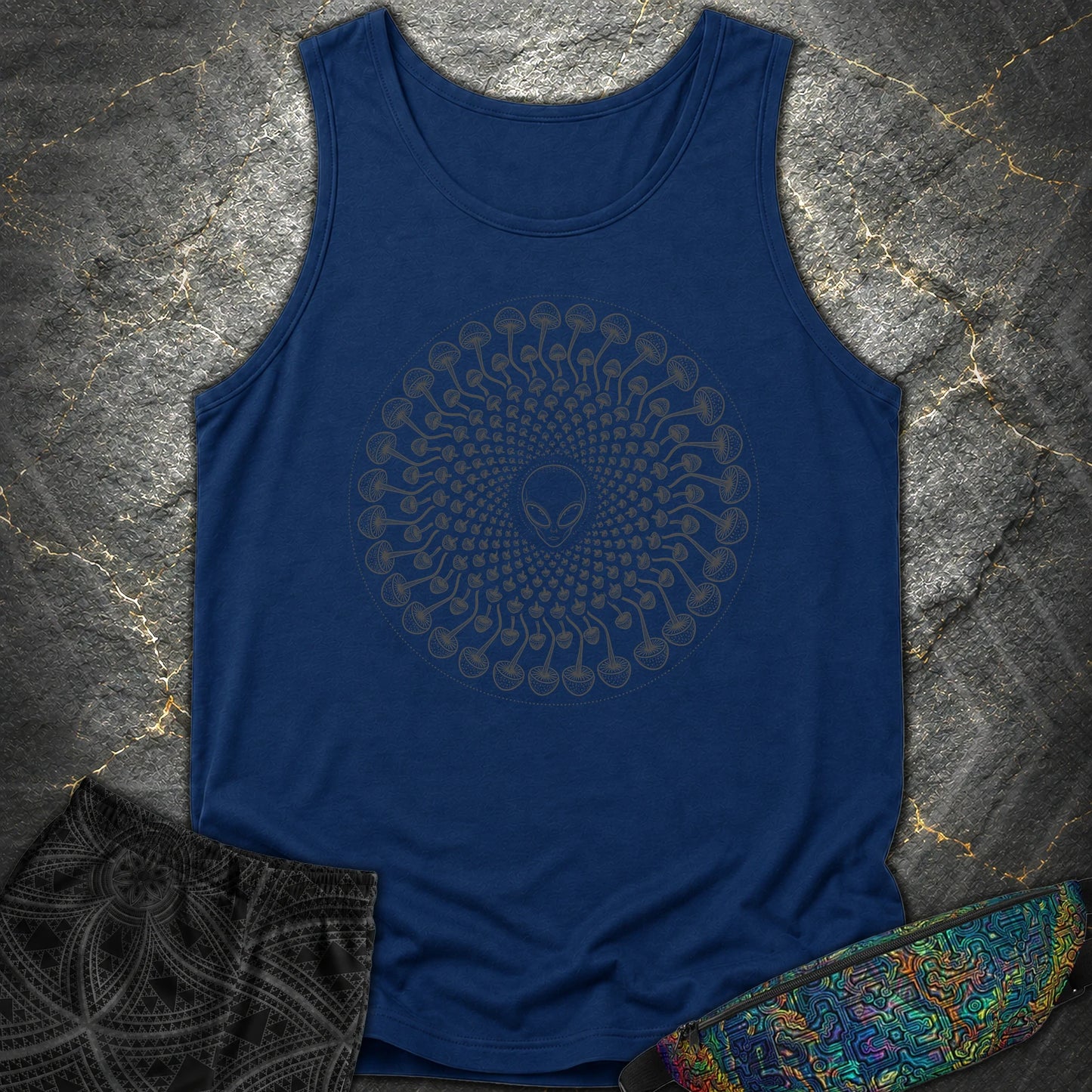 Alien Mushroom Spiral Comfort Tank - Alien Mushroom Spiral Comfort Tank - True Navy
