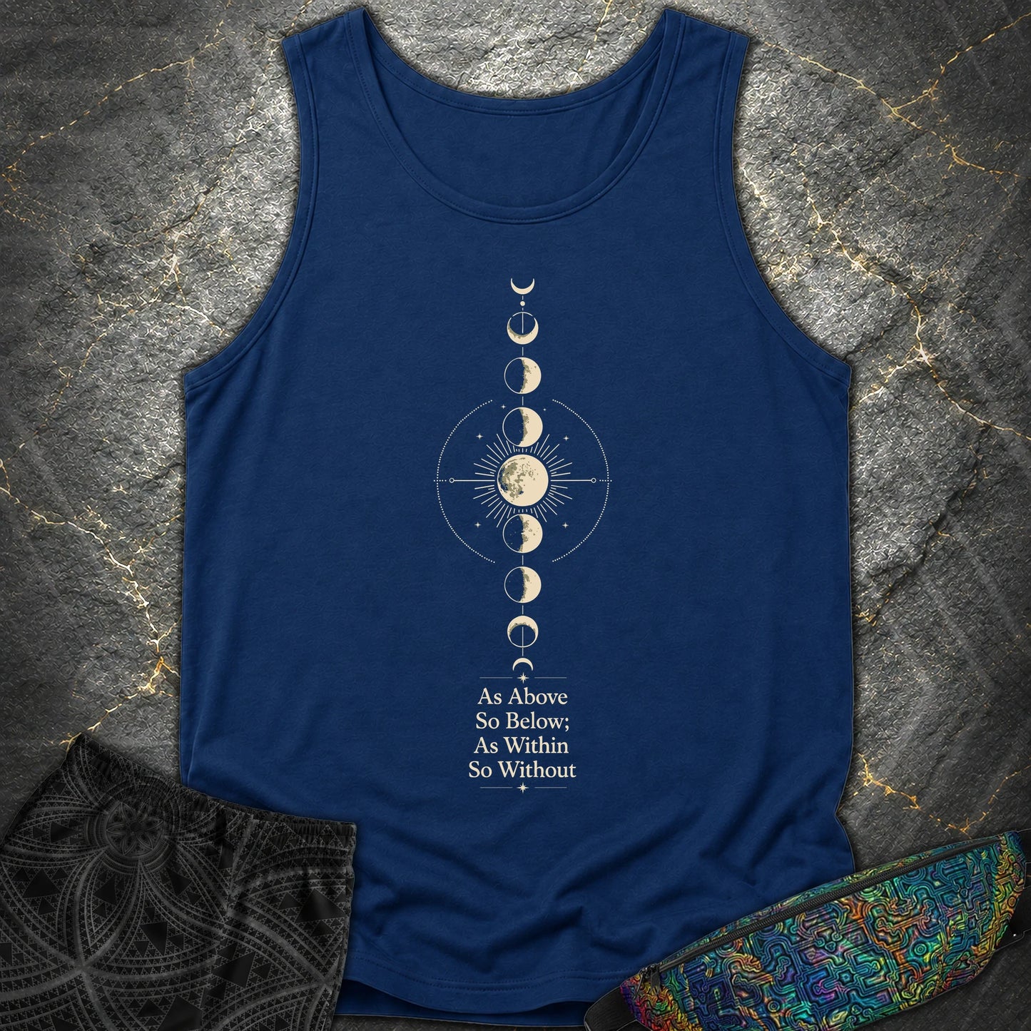 As Above So Below Moon - As Above So Below Moon Comfort Tank Top - True Navy