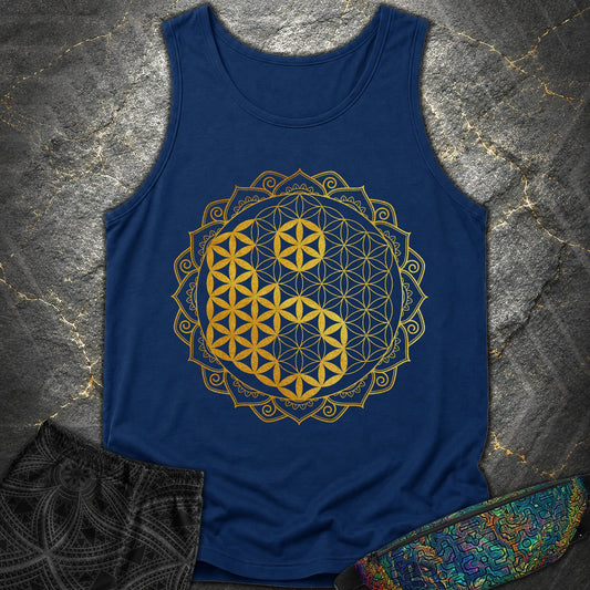 Yin Yang Gold Mandala - Yin Yang Gold Mandala Comfort Tank Top - True Navy
