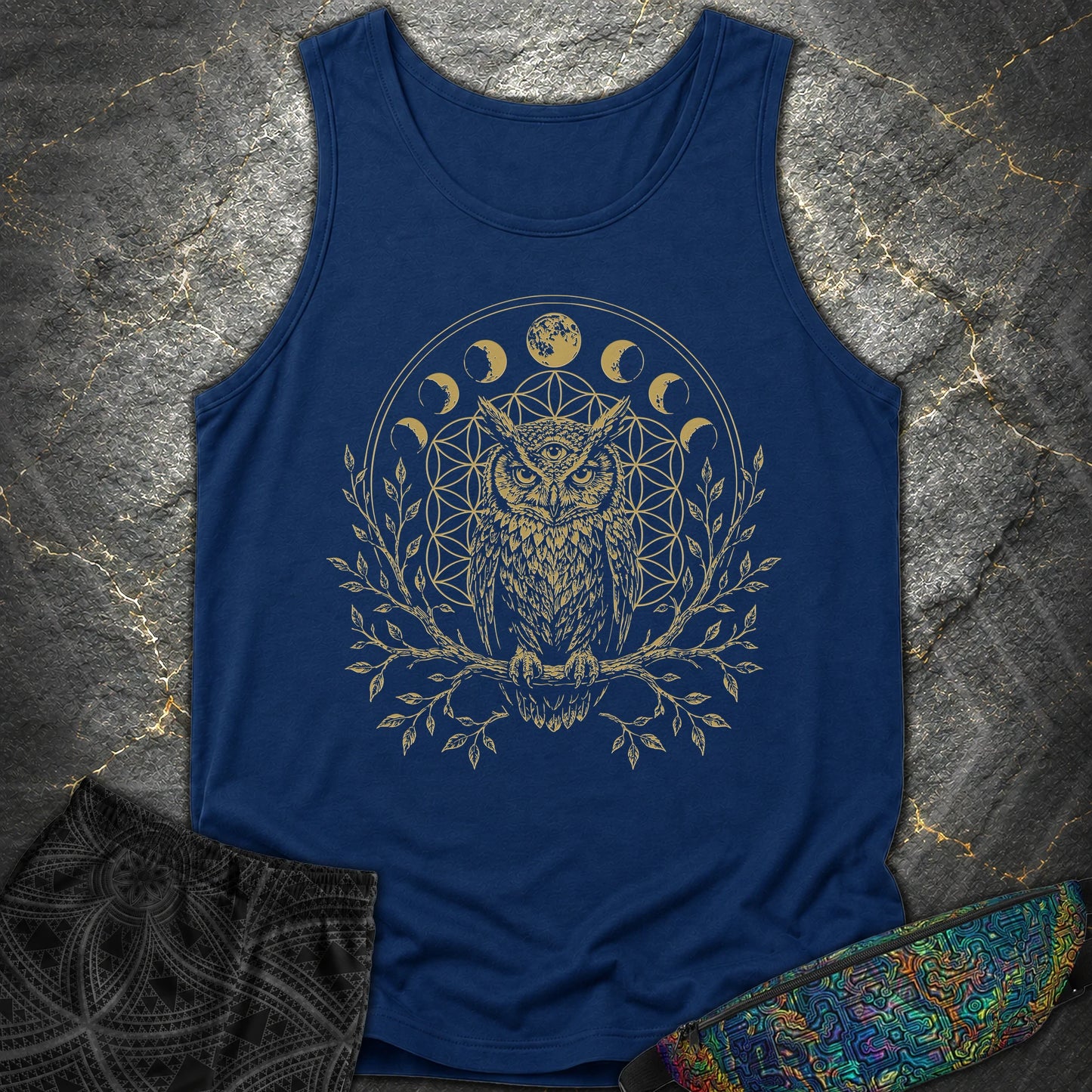 Owl Flower Of Life - Owl Flower Of Life Comfort Tank Top - True Navy