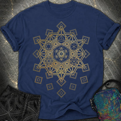 Metatron and Platonic Solids T-Shirt - Metatron and Platonic Solids Comfort T-Shirt - True Navy