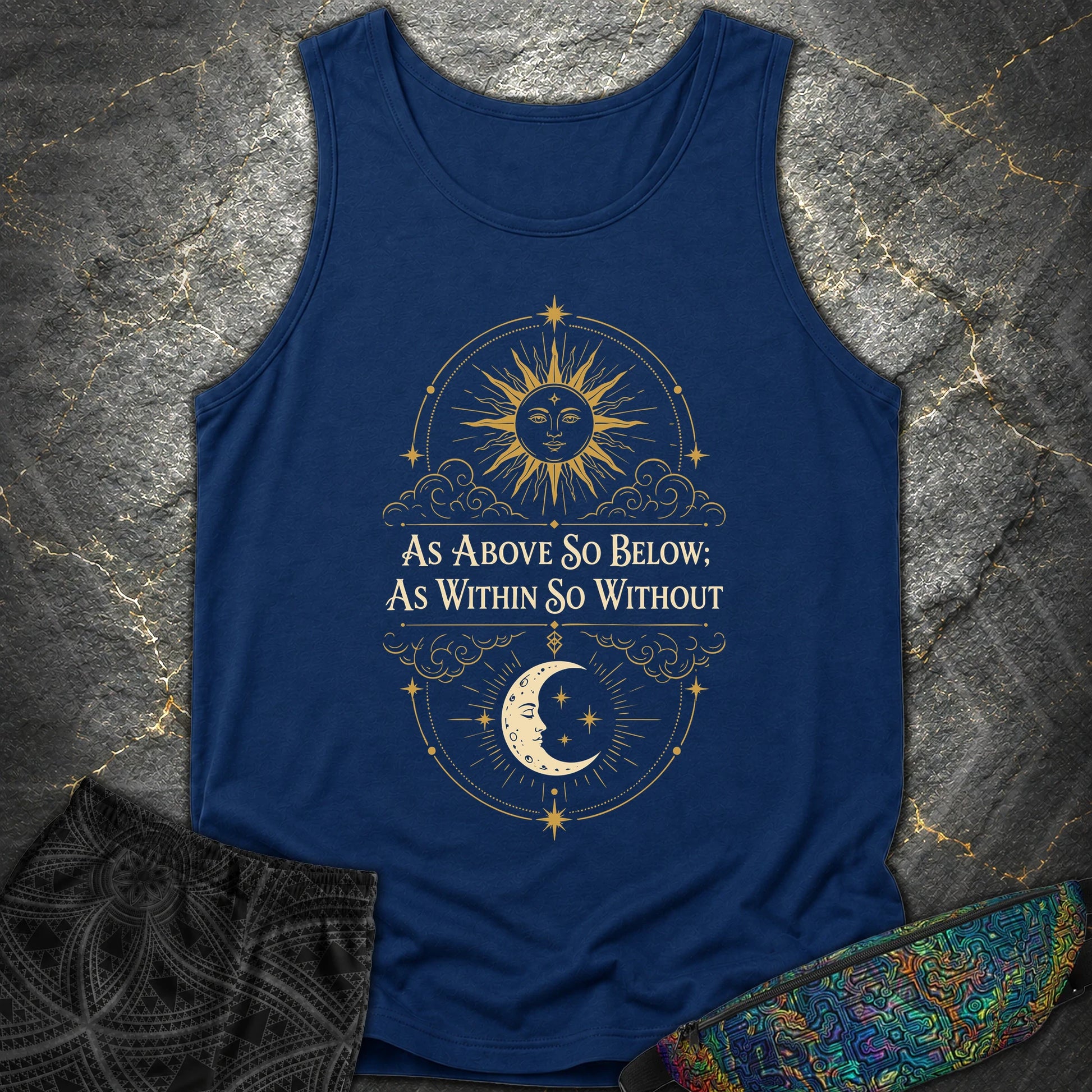 As Above So Below Sun Moon Colored - As Above So Below Sun Moon Colored Comfort Tank Top - True Navy
