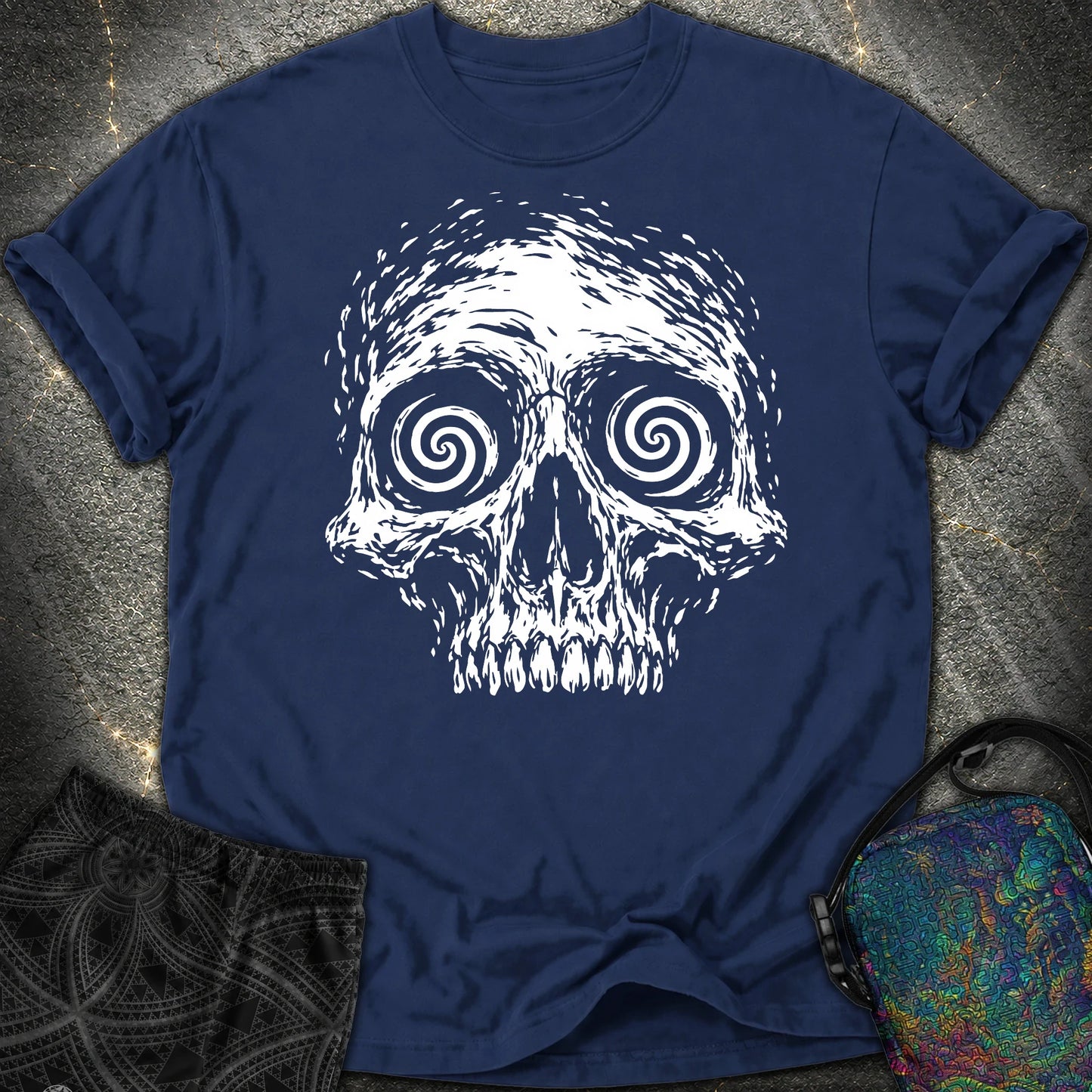 Hypnotic Skull Comfort T-Shirt - Hypnotic Skull Comfort T-Shirt - True Navy
