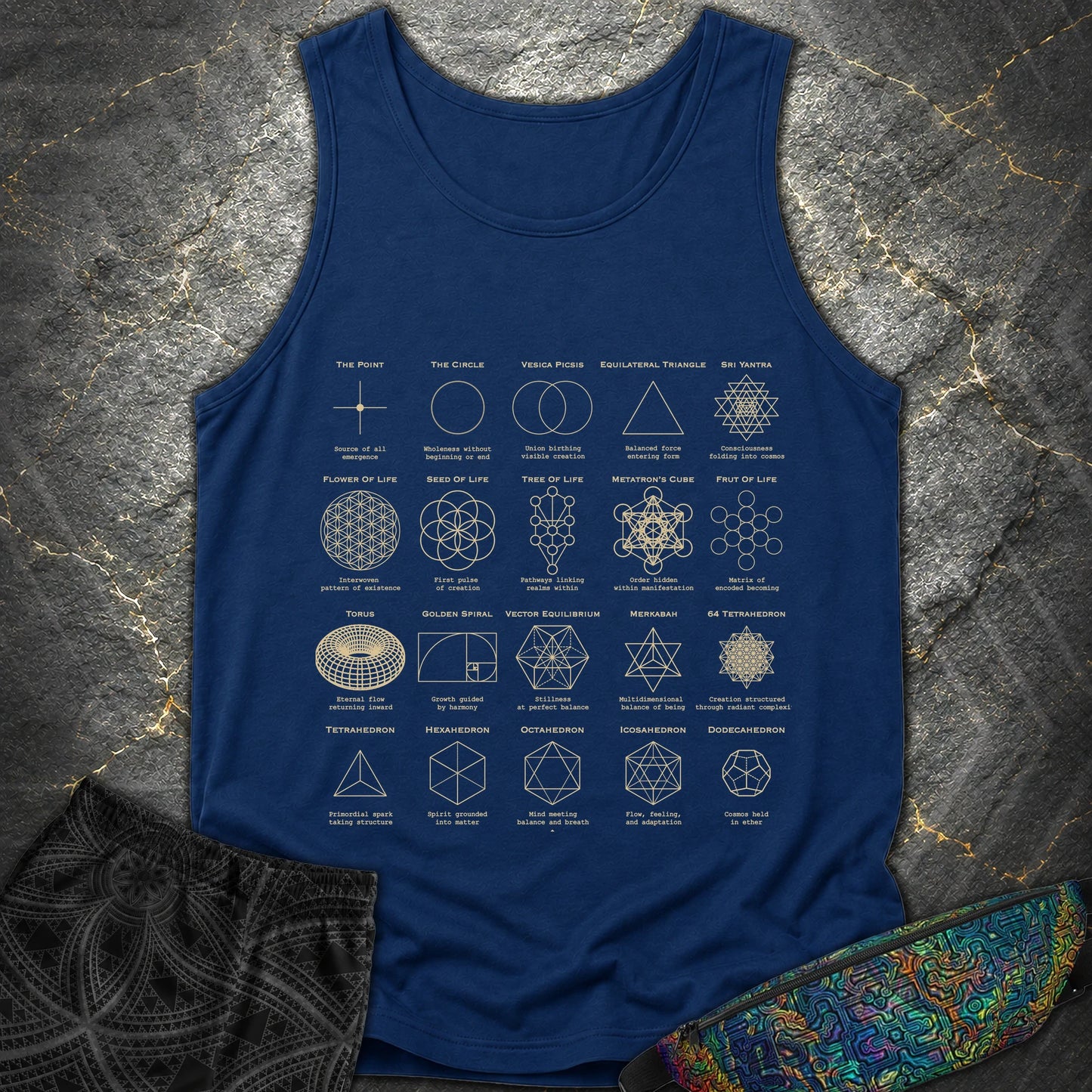 Sacred Geometry Figures Comfort T-Shirt - Sacred Geometry Figures Comfort Tank Top - True Navy