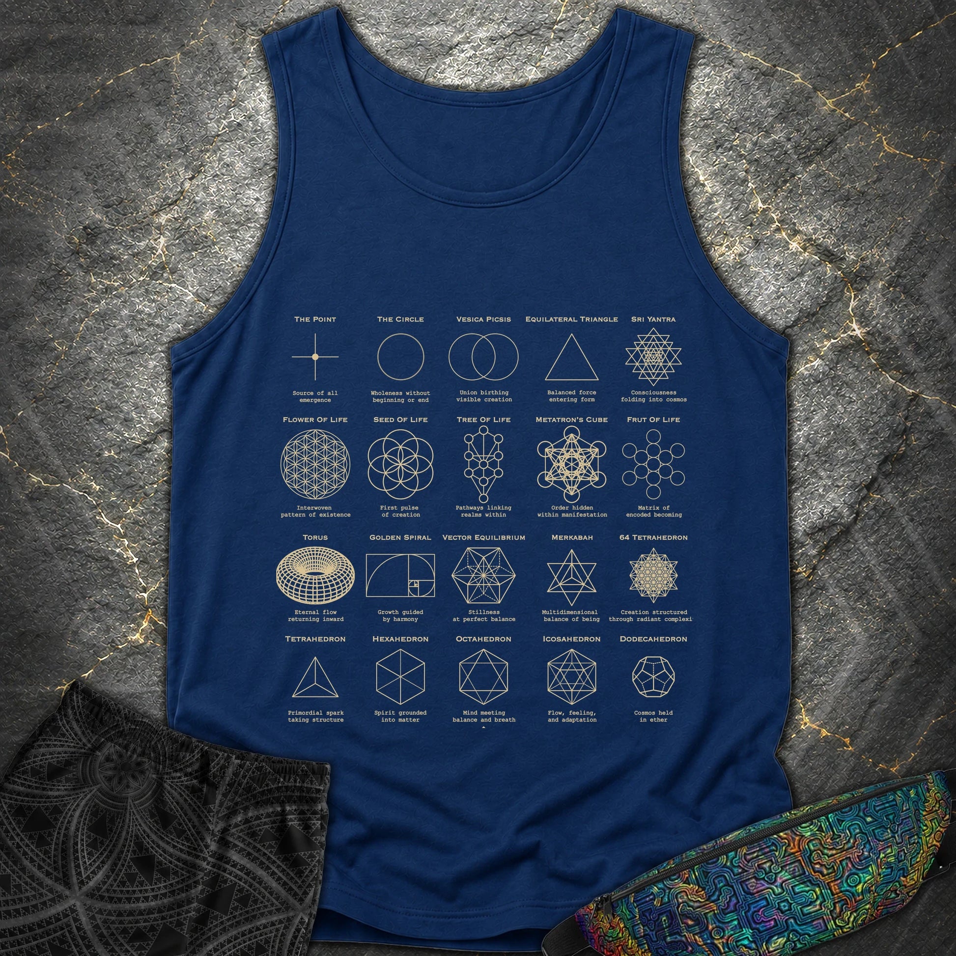 Sacred Geometry Figures Comfort T-Shirt - Sacred Geometry Figures Comfort Tank Top - True Navy