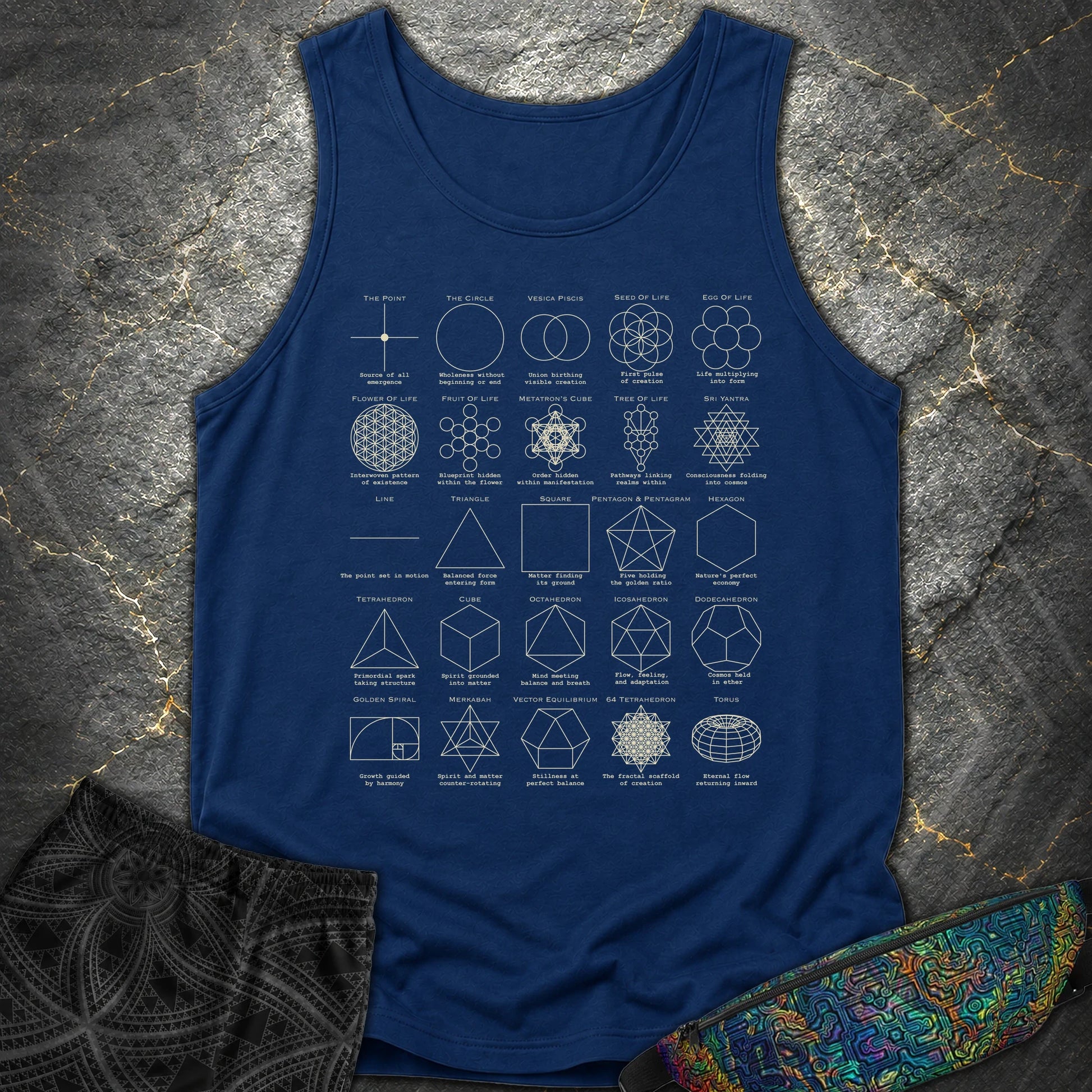 Sacred Geometry Figures Comfort Tank Top - Sacred Geometry Figures Comfort Tank Top - True Navy