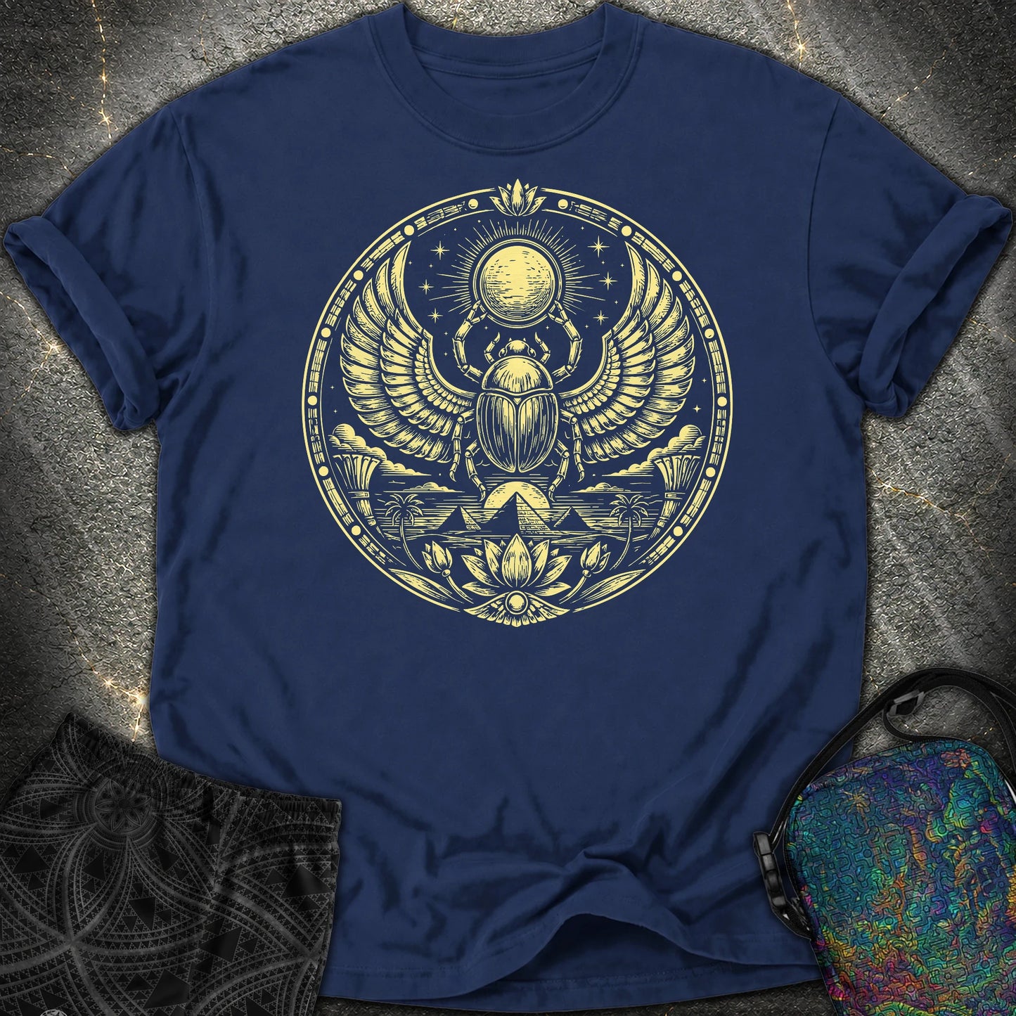 Winged Scarab of the Sun - Winged Scarab of the Sun Comfort T-Shirt - True Navy