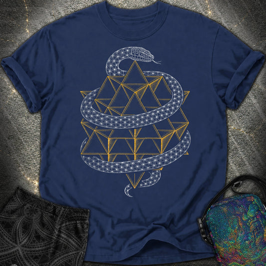 Serpent Tetrahedron Merkaba Geometry Comfort T-Shirt - Serpent Tetrahedron Merkaba Geometry Comfort T-Shirt - True Navy