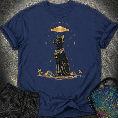 Celestial Cat Beneath the Starship - Celestial Cat Beneath the Starship Comfort T-Shirt - True Navy