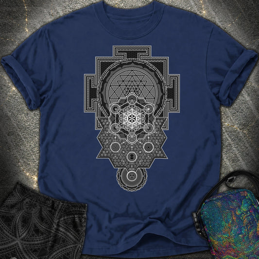 Sri Yantra Intricate Sacred Patterns Comfort T-Shirt - Sri Yantra Intricate Sacred Patterns Comfort T-Shirt - True Navy
