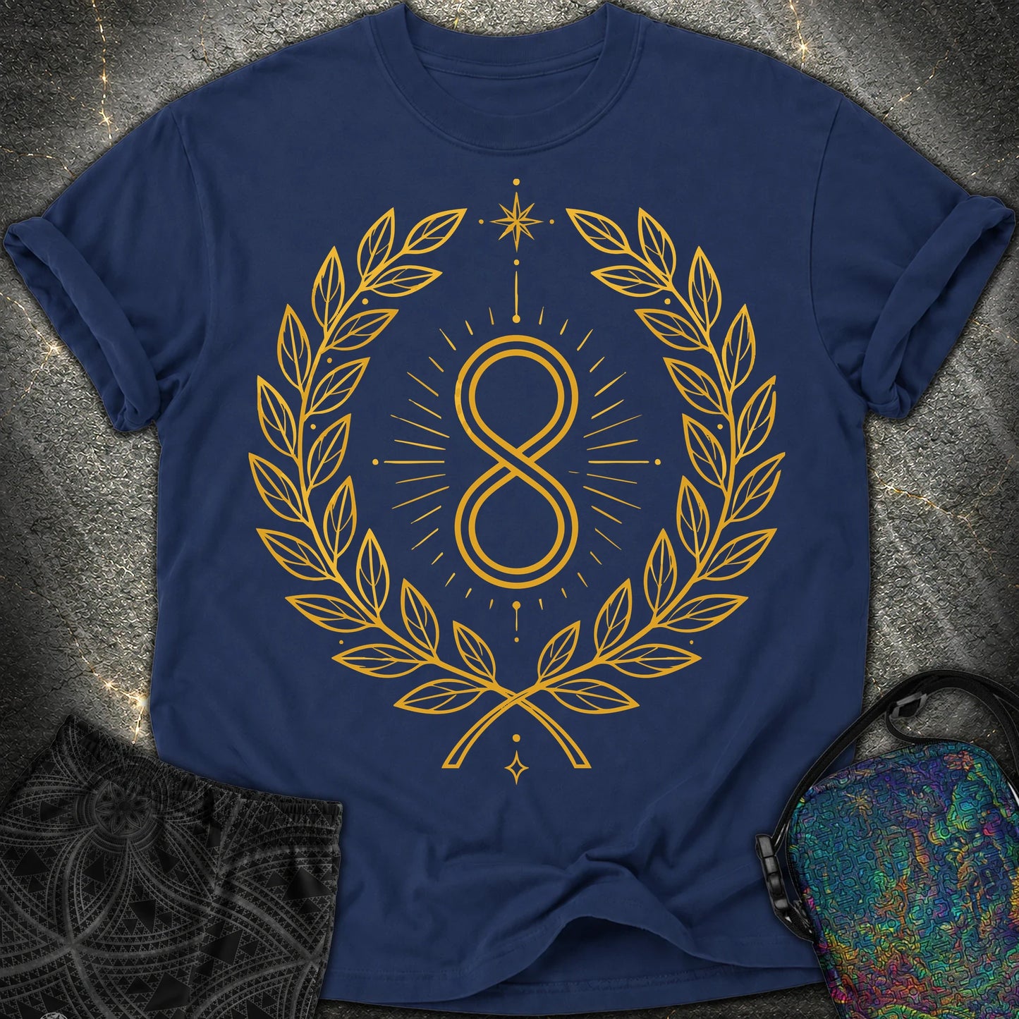888 Infinity Wreath Unisex Comfort T-Shirt - 888 Infinity Wreath Unisex Comfort T-Shirt - True Navy
