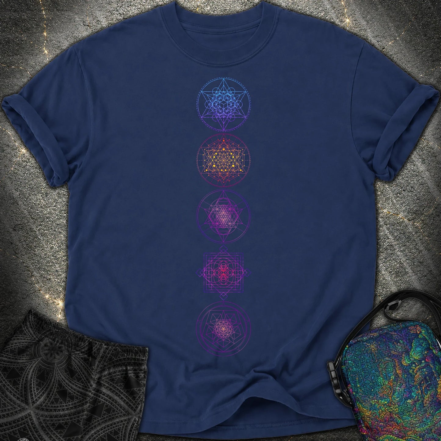 Sacred Geometry T-Shirt - Sacred Geometry Comfort T-Shirt - True Navy