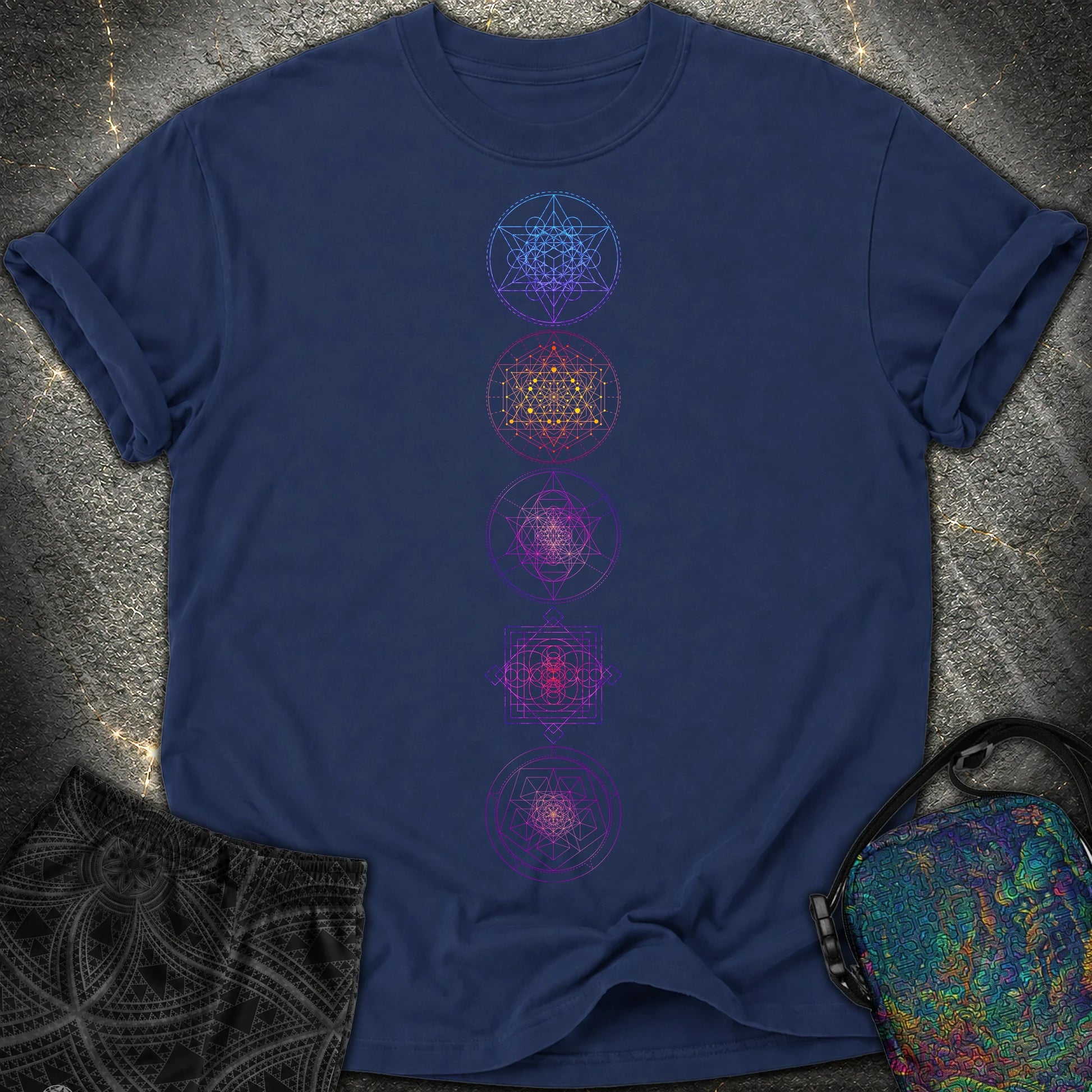 Sacred Geometry T-Shirt - Sacred Geometry Comfort T-Shirt - True Navy