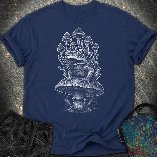 Mushroom Frog Psychedelic Comfort T-Shirt - Mushroom Frog Psychedelic Comfort T-Shirt - True Navy