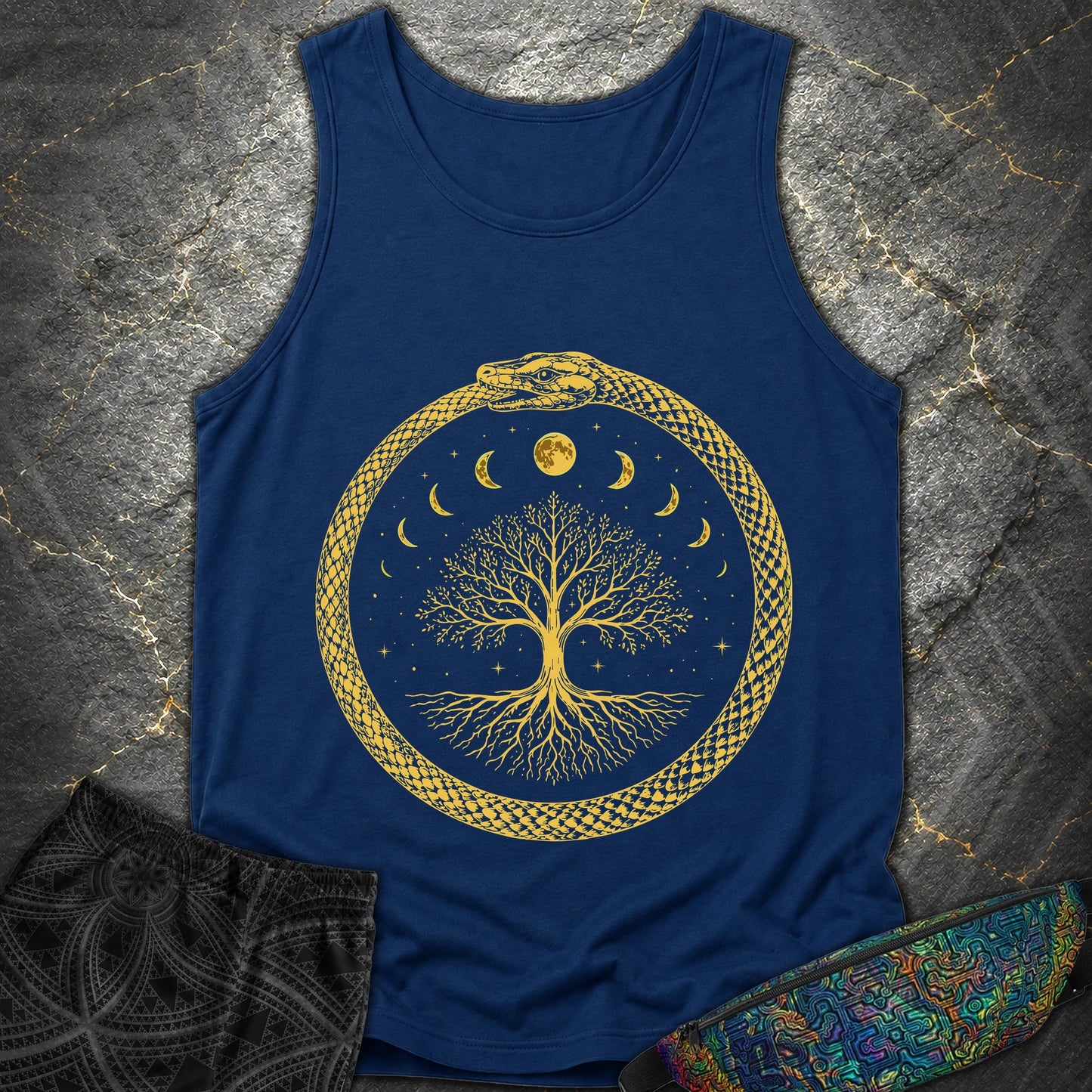 Ouroboros Moon Tree Unisex Comfort Tank Top - Ouroboros Moon Tree Unisex Comfort Tank Top - True Navy