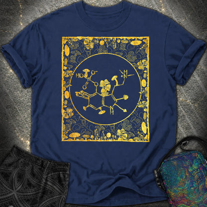 Psilocybin Molecule Mushroom Frame Comfort T-Shirt - Psilocybin Molecule Mushroom Frame Comfort T-Shirt - True Navy