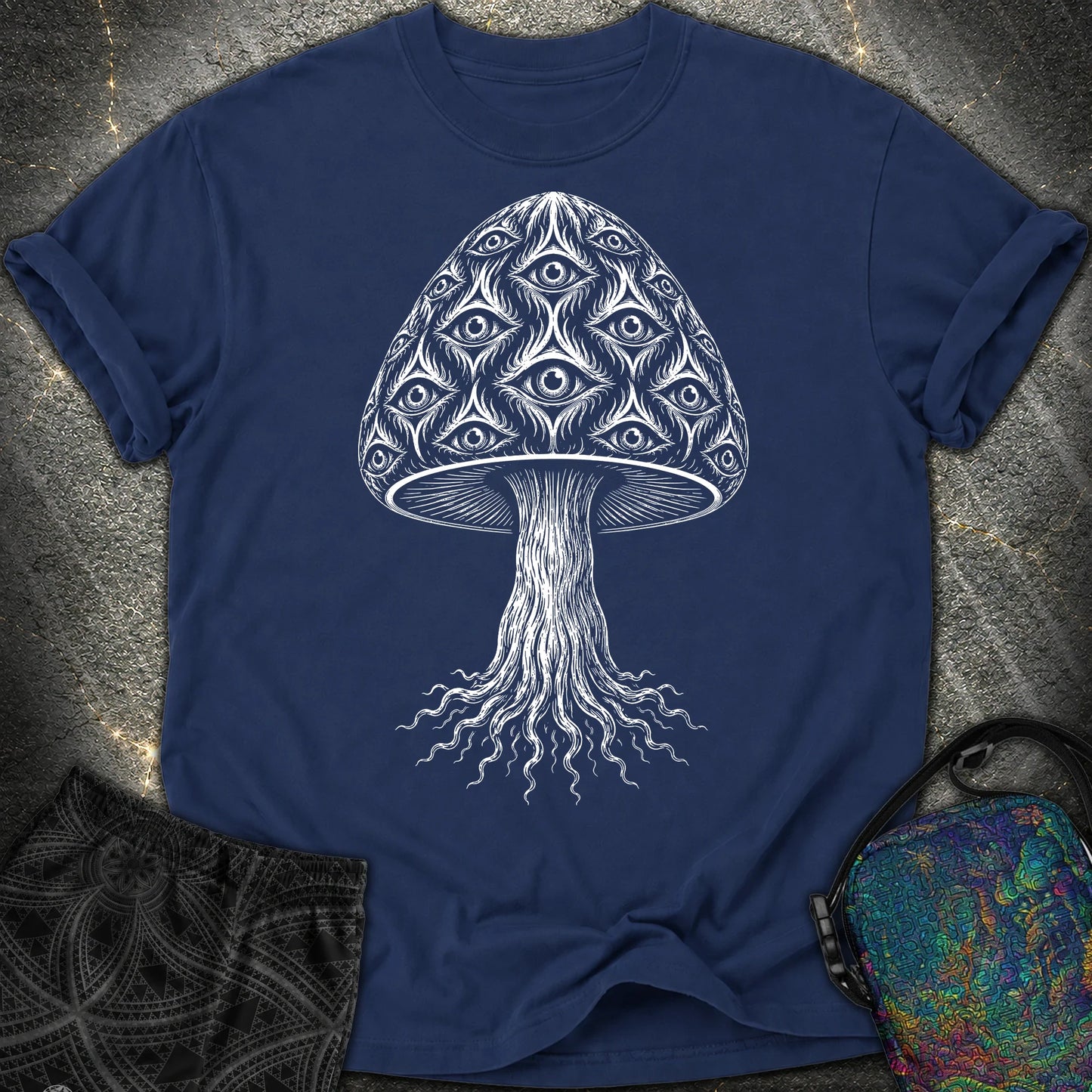 All-Seeing Mushroom - All-Seeing Mushroom Comfort T-Shirt - True Navy