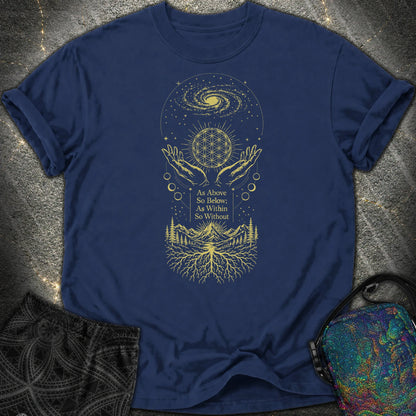As Above So Below Flower Of Life Comfort T-Shirt - As Above So Below Flower Of Life Comfort T-Shirt - True Navy