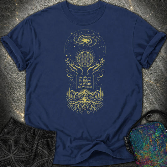 As Above So Below Flower Of Life Comfort T-Shirt - As Above So Below Flower Of Life Comfort T-Shirt - True Navy