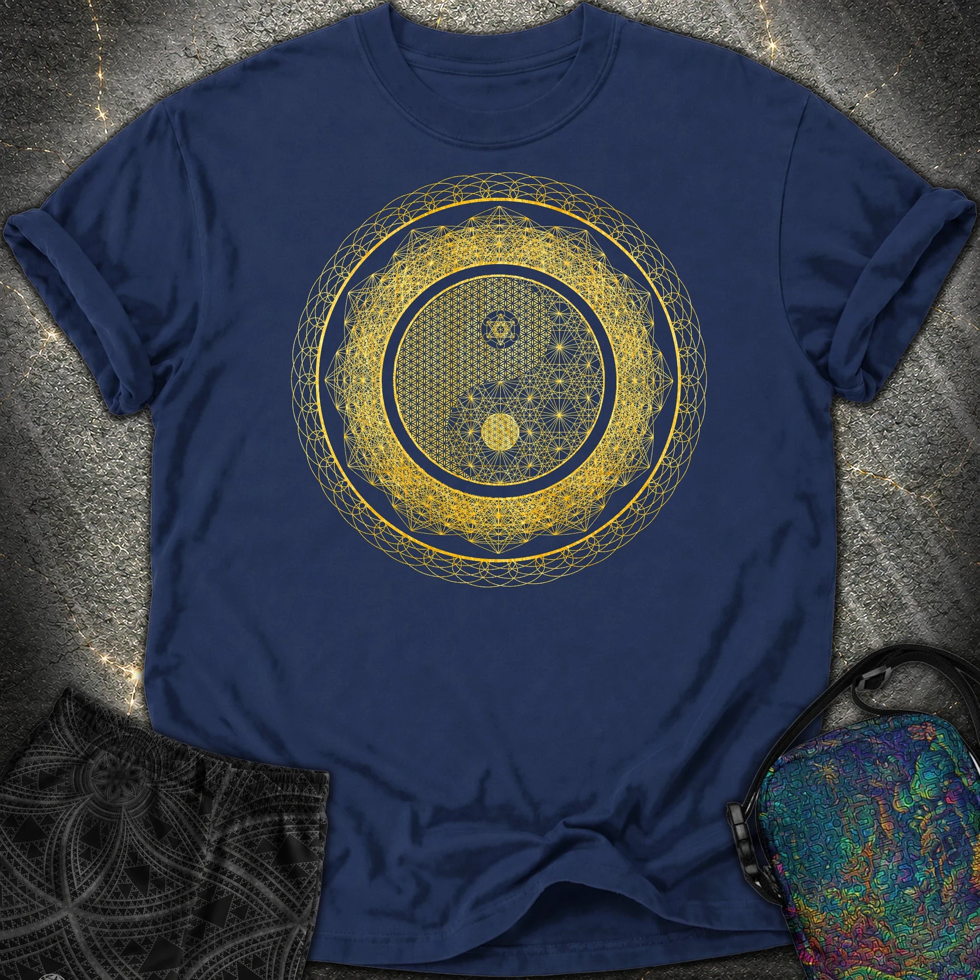 Yin Yang Gold Comfort T-Shirt - Yin Yang Gold Comfort T-Shirt - True Navy