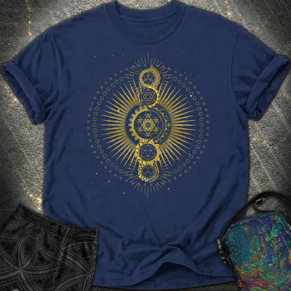 Sacred Geometry Radiating Mandala Comfort T-Shirt - Sacred Geometry Radiating Mandala Comfort T-Shirt - True Navy