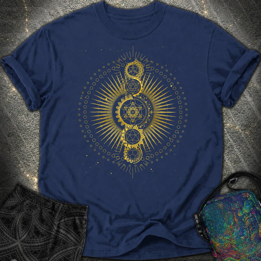 Sacred Geometry Radiating Mandala Comfort T-Shirt - Sacred Geometry Radiating Mandala Comfort T-Shirt - True Navy