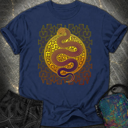 Shipibo Cosmic Snake Comfort T-Shirt - Shipibo Cosmic Snake Comfort T-Shirt - True Navy