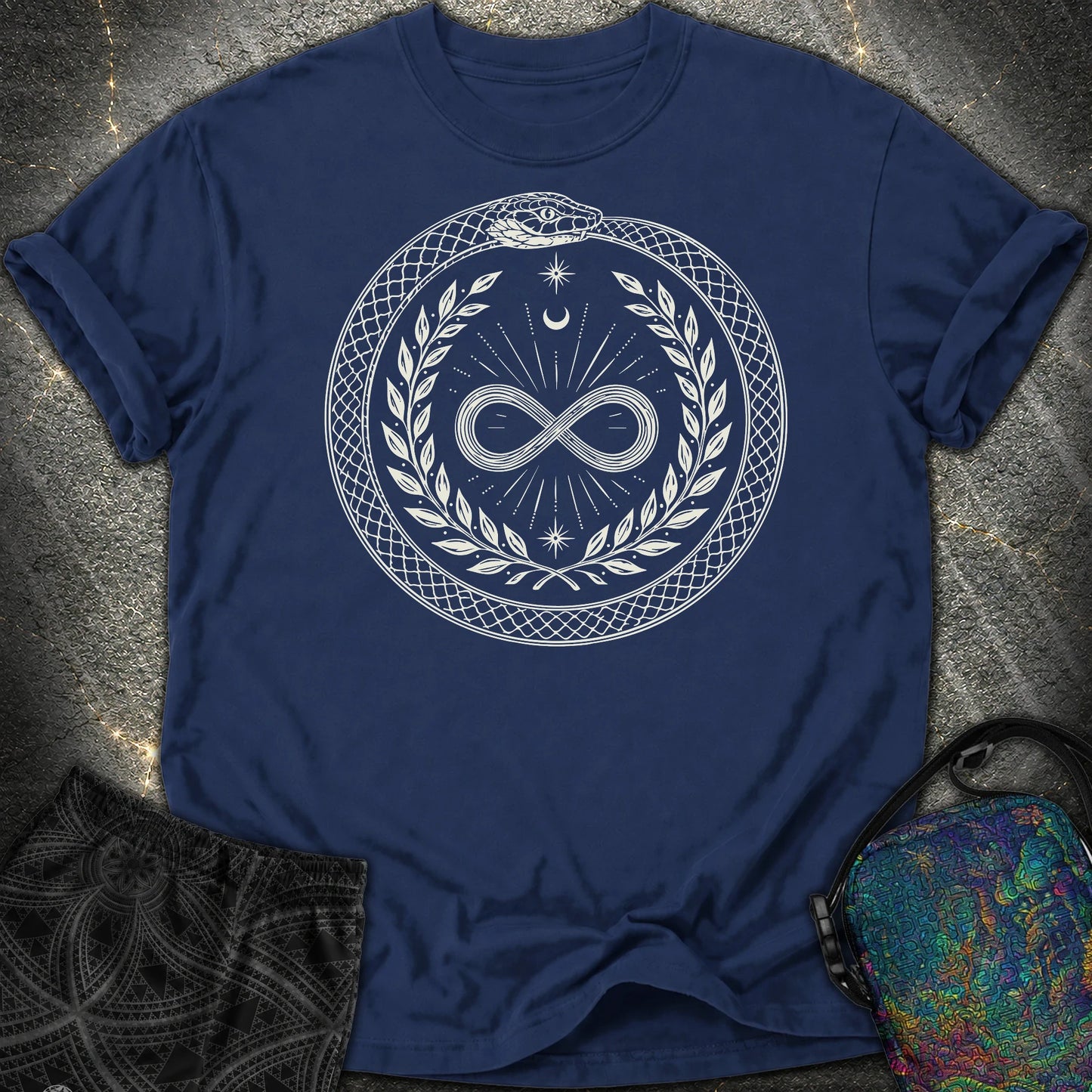 888 Ouroboros Infinity Comfort T-Shirt - 888 Ouroboros Infinity Comfort T-Shirt - True Navy