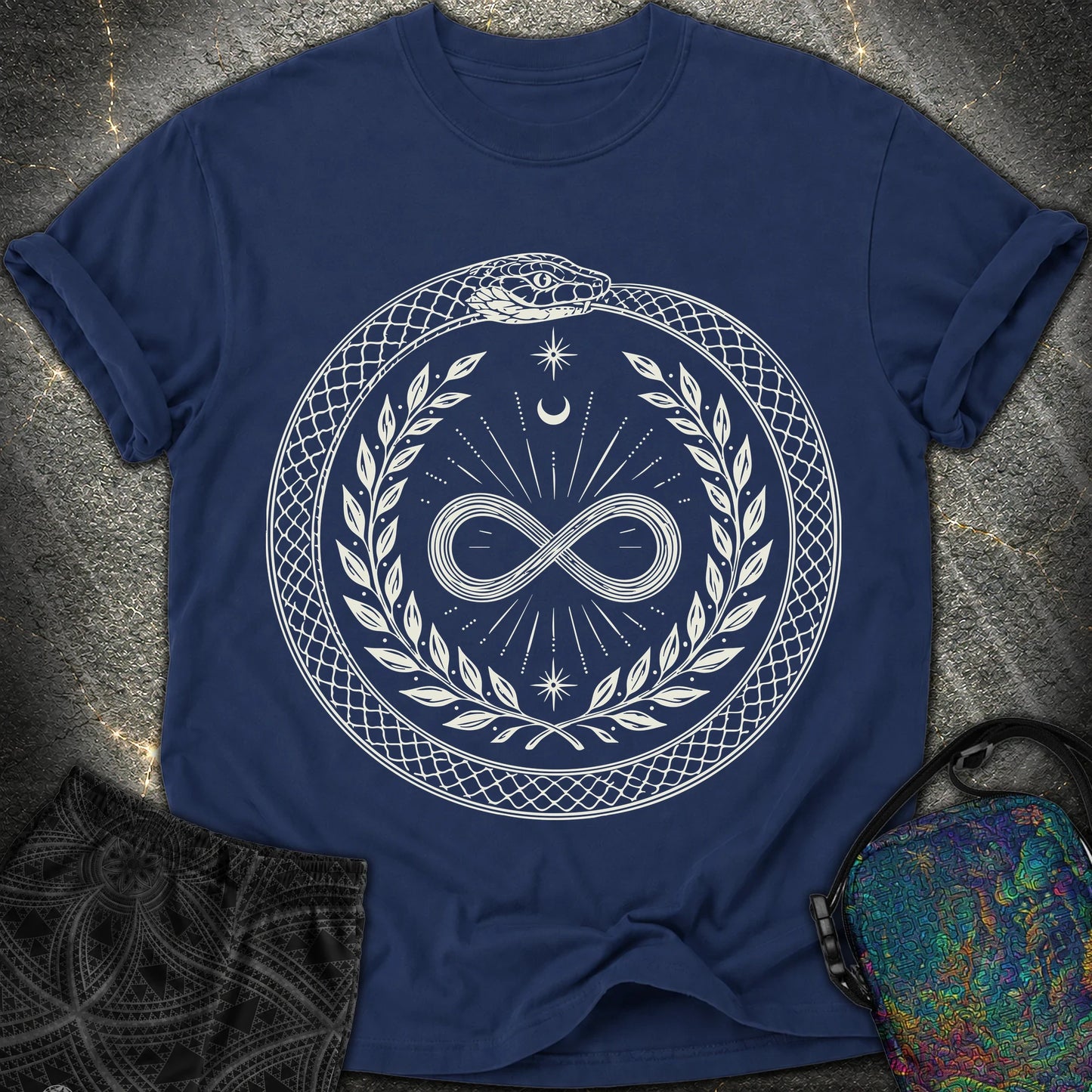 888 Ouroboros Infinity Unisex Comfort T-Shirt - 888 Ouroboros Infinity Unisex Comfort T-Shirt - True Navy
