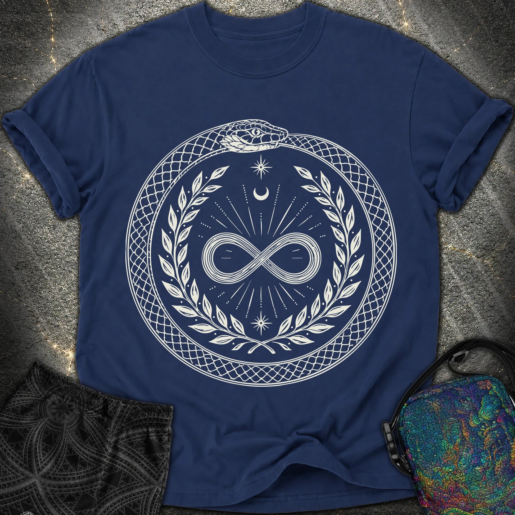 888 Ouroboros Infinity Unisex Comfort T-Shirt - 888 Ouroboros Infinity Unisex Comfort T-Shirt - True Navy