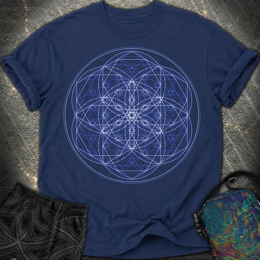 Sacred Flower Grids - Sacred Flower Grids Comfort T-Shirt - True Navy