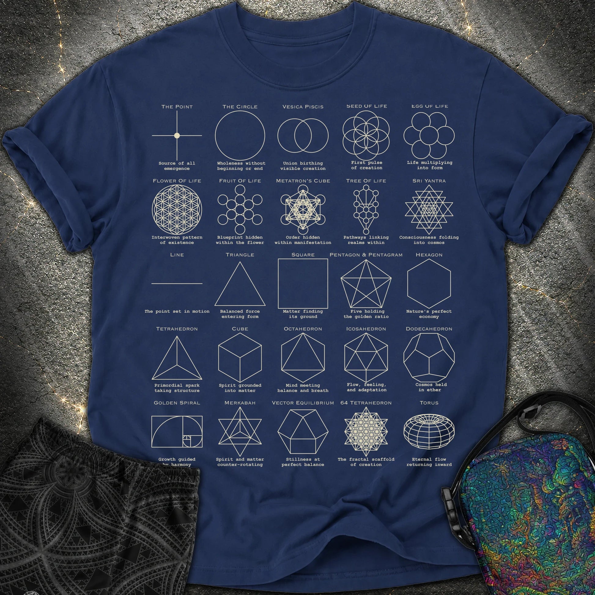 Updated! Sacred Geometry T-Shirt, Flower of Life Metatron’s Cube Merkaba Spiritual Comfort T-Shirt - Updated! Sacred Geometry T-Shirt, Flower of Life Metatron’s Cube Merkaba Spiritual Comfort T-Shirt - True Navy