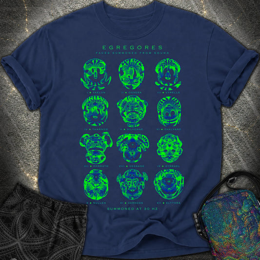 Egregores Cymatic Faces Comfort T-Shirt - Egregores Cymatic Faces Comfort T-Shirt - True Navy